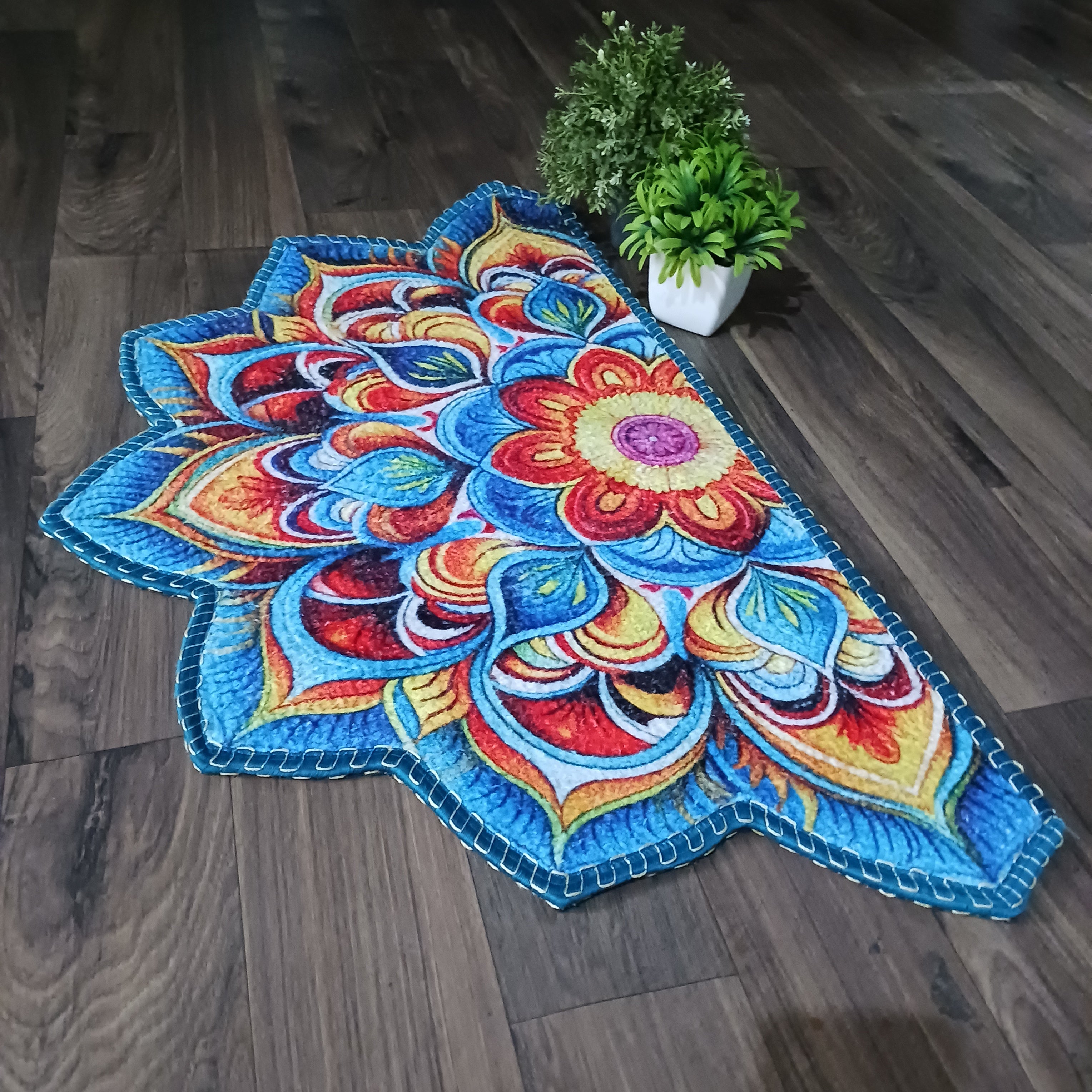 Storilane Floor Mats in Beautiful Rangoli Design | Anti Slip, Durable & Washable | Outdoor & Indoor