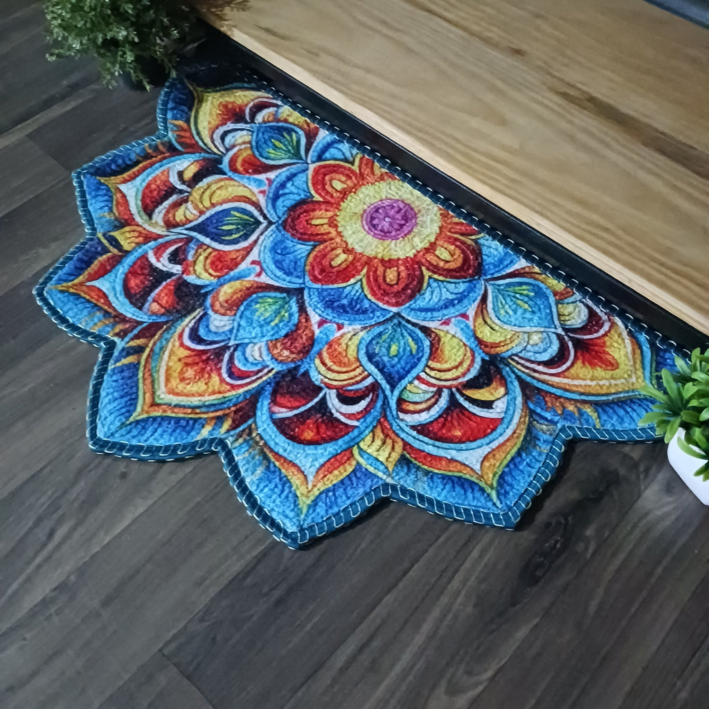 Storilane Floor Mats in Beautiful Rangoli Design | Anti Slip, Durable & Washable | Outdoor & Indoor