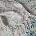 Storilane Beautiful Sofa Throw to Add Flair to Your Living Room: Green and Grey Double Design Virgin Premium Polyester Slub Soft Sofa Throw