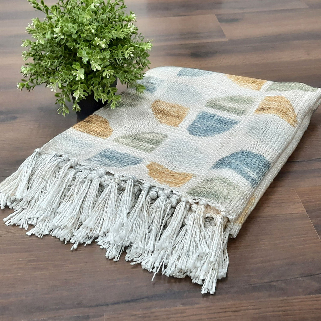 Storilane Sofa Throw | Handloom Weaved Bohemian Blanket with Fringes | Modern Soft Travel Blanket, Throws for Sofas, Armchair, Couch and Bed