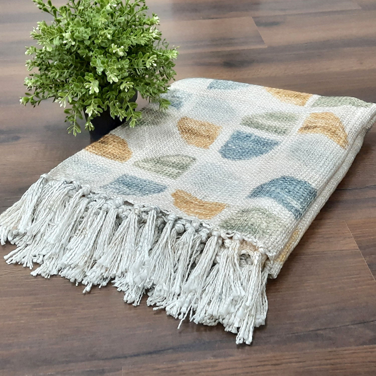 Storilane Sofa Throw | Handloom Weaved Bohemian Blanket with Fringes | Modern Soft Travel Blanket, Throws for Sofas, Armchair, Couch and Bed