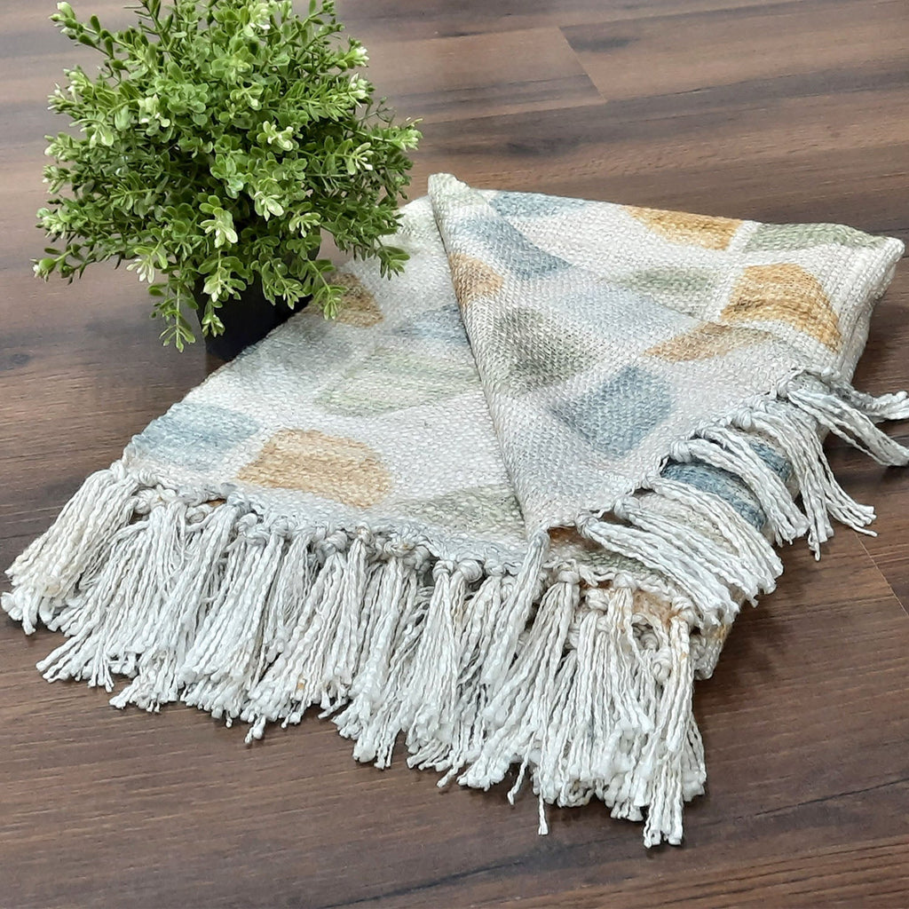 Storilane Sofa Throw | Handloom Weaved Bohemian Blanket with Fringes | Modern Soft Travel Blanket, Throws for Sofas, Armchair, Couch and Bed