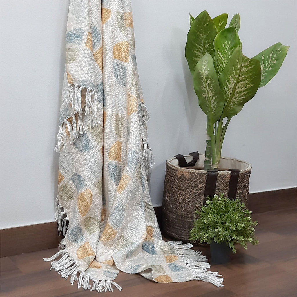 Storilane Sofa Throw | Handloom Weaved Bohemian Blanket with Fringes | Modern Soft Travel Blanket, Throws for Sofas, Armchair, Couch and Bed