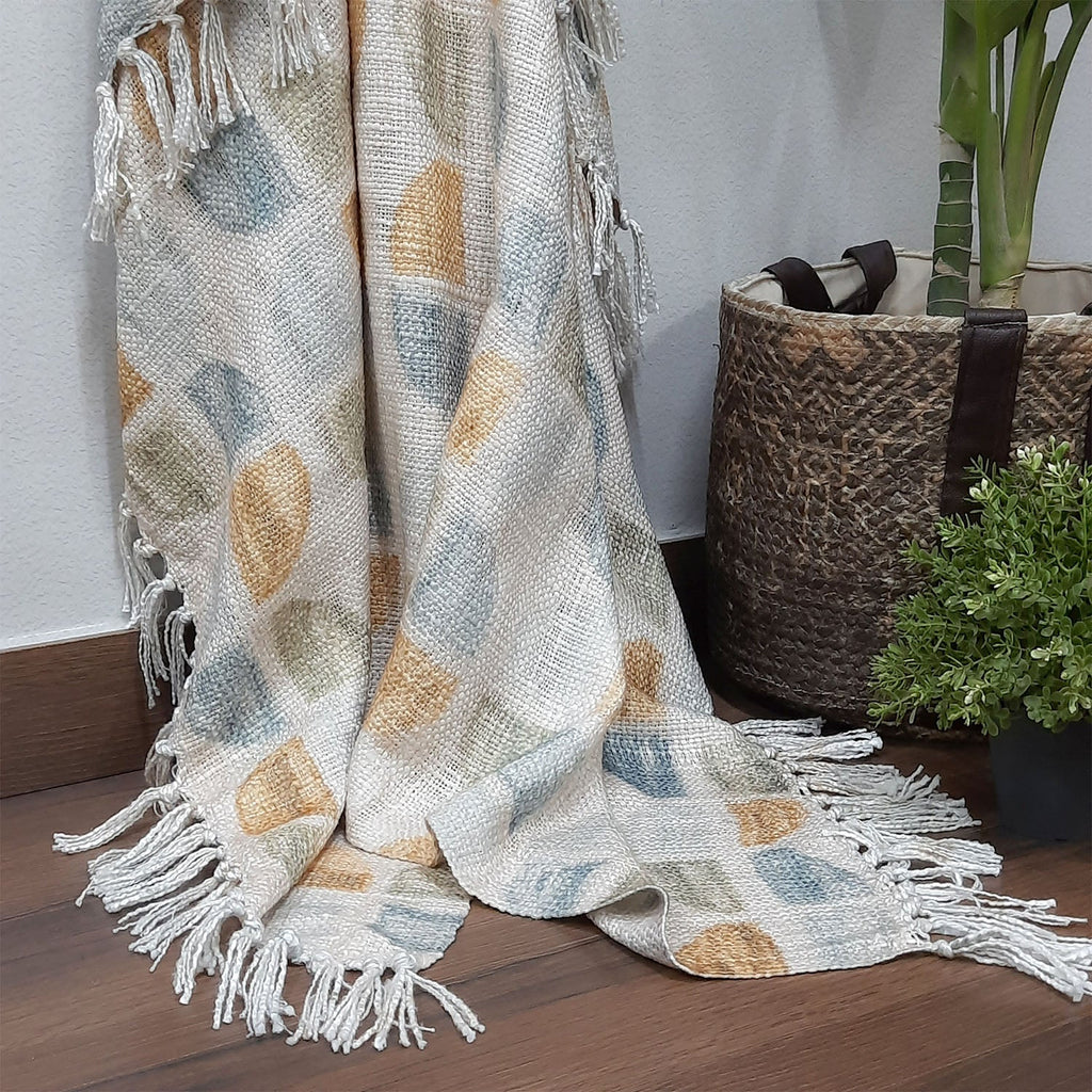 Storilane Sofa Throw | Handloom Weaved Bohemian Blanket with Fringes | Modern Soft Travel Blanket, Throws for Sofas, Armchair, Couch and Bed