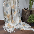 Storilane Sofa Throw | Handloom Weaved Bohemian Blanket with Fringes | Modern Soft Travel Blanket, Throws for Sofas, Armchair, Couch and Bed