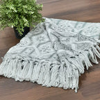 Storilane Beautiful Sofa Throw to Add Flair to Your Living Room: Green and Grey Double Design Virgin Premium Polyester Slub Soft Sofa Throw