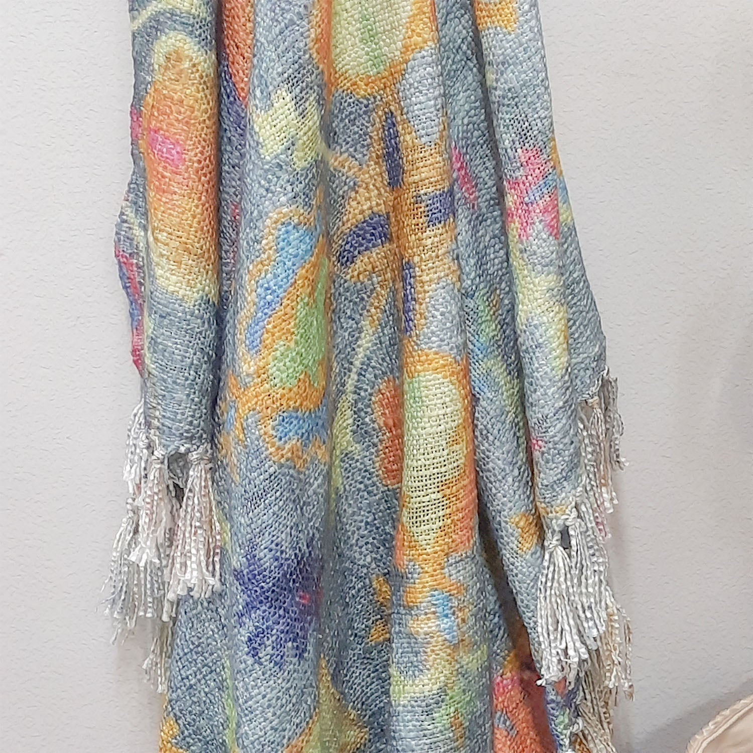 Storilane Sofa Throw for a Chic and Cozy Living Room: Handloom Beautiful Multicolor Traditional Design Virgin Premium Polyester Slub Soft Sofa Throw