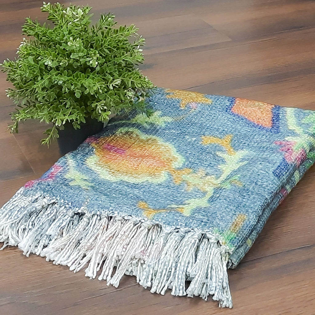 Storilane Sofa Throw for a Chic and Cozy Living Room: Handloom Beautiful Multicolor Traditional Design Virgin Premium Polyester Slub Soft Sofa Throw