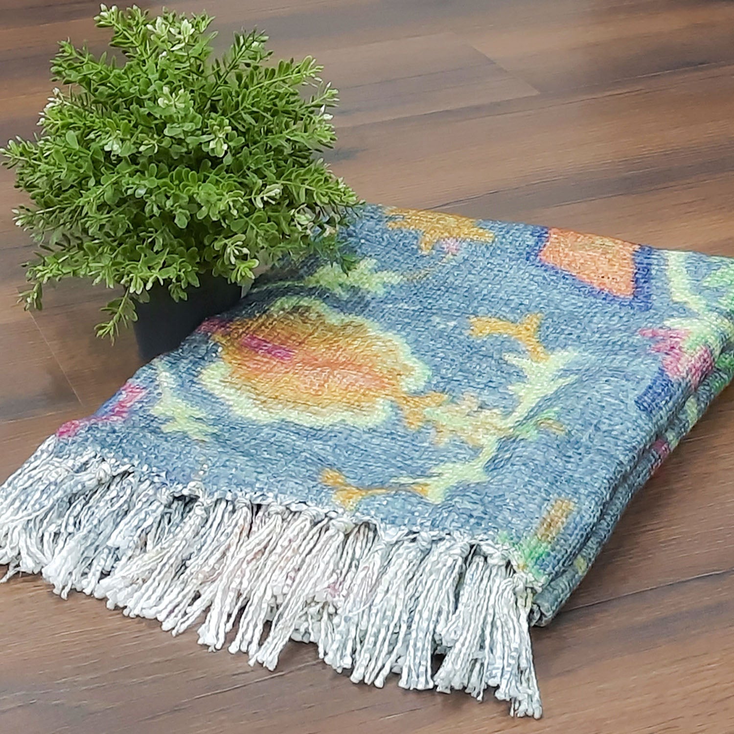 Storilane Sofa Throw for a Chic and Cozy Living Room: Handloom Beautiful Multicolor Traditional Design Virgin Premium Polyester Slub Soft Sofa Throw