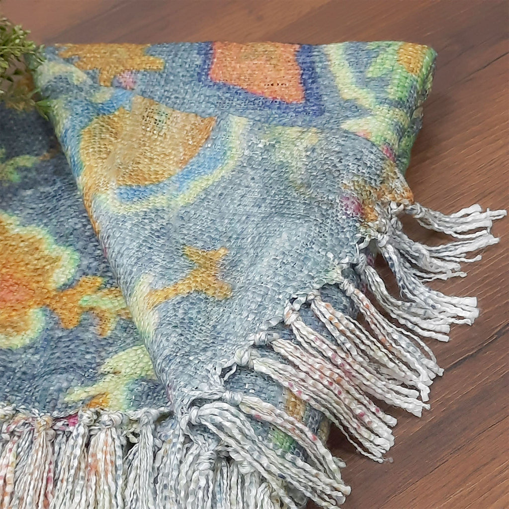 Storilane Sofa Throw for a Chic and Cozy Living Room: Handloom Beautiful Multicolor Traditional Design Virgin Premium Polyester Slub Soft Sofa Throw
