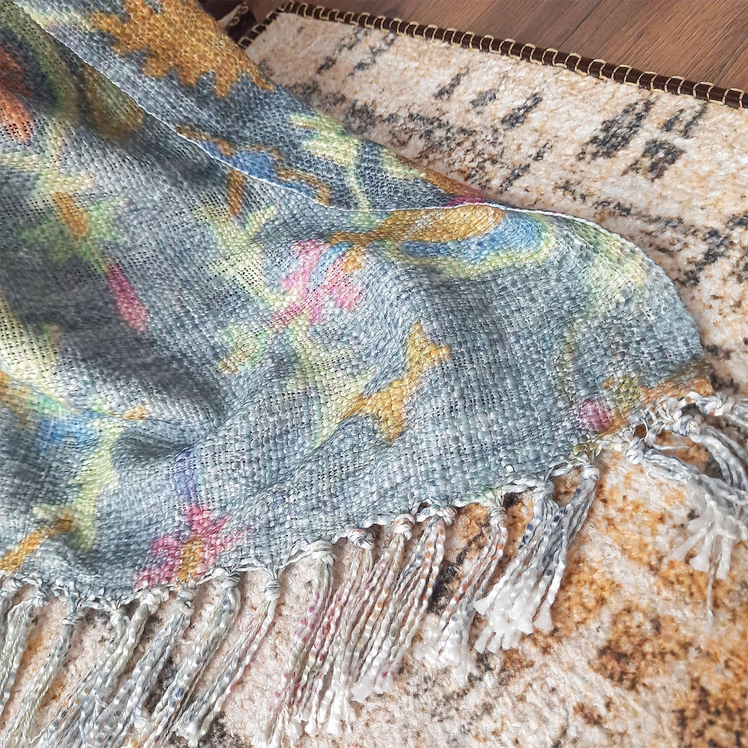 Storilane Sofa Throw for a Chic and Cozy Living Room: Handloom Beautiful Multicolor Traditional Design Virgin Premium Polyester Slub Soft Sofa Throw