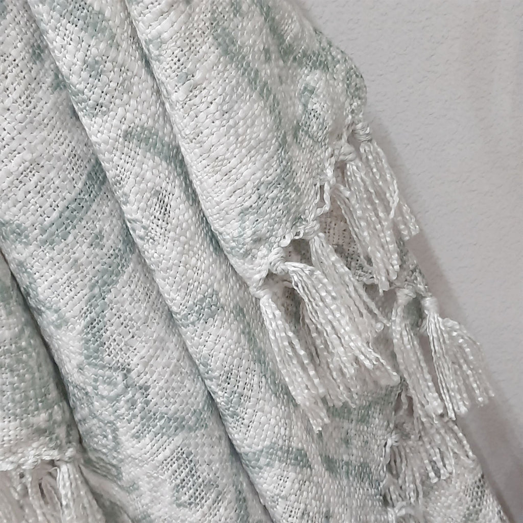 Storilane Beautiful Sofa Throw to Add Flair to Your Living Room: Green and Grey Double Design Virgin Premium Polyester Slub Soft Sofa Throw