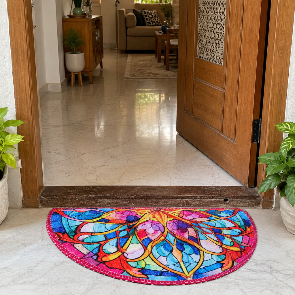Storilane Floor Mats in Beautiful Rangoli Design | Anti Slip, Durable & Washable | Outdoor & Indoor