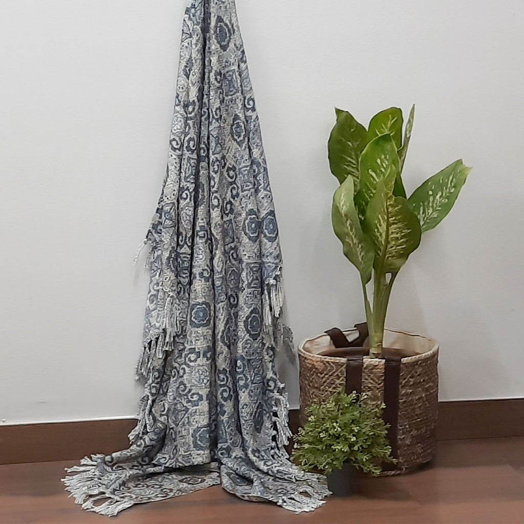 Storilane Beautiful Soft Sofa Throw | A must add to your living room | Traditional Double Design Virgin Premium Polyester Slub Handloom Sofa Throw