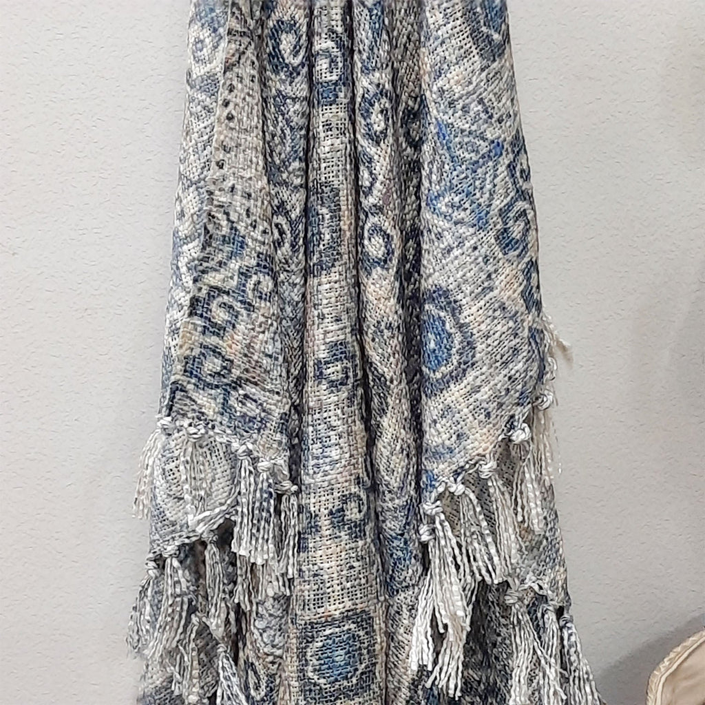 Storilane Beautiful Soft Sofa Throw | A must add to your living room | Traditional Double Design Virgin Premium Polyester Slub Handloom Sofa Throw