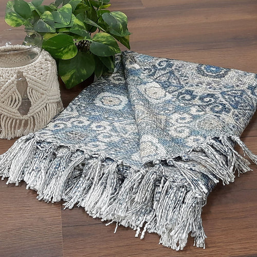 Storilane Beautiful Soft Sofa Throw | A must add to your living room | Traditional Double Design Virgin Premium Polyester Slub Handloom Sofa Throw