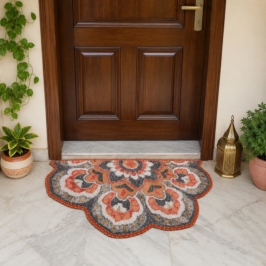 Storilane Floor Mats in Beautiful Rangoli Modern Petals Design | Anti Slip, Durable & Washable | Outdoor & Indoor