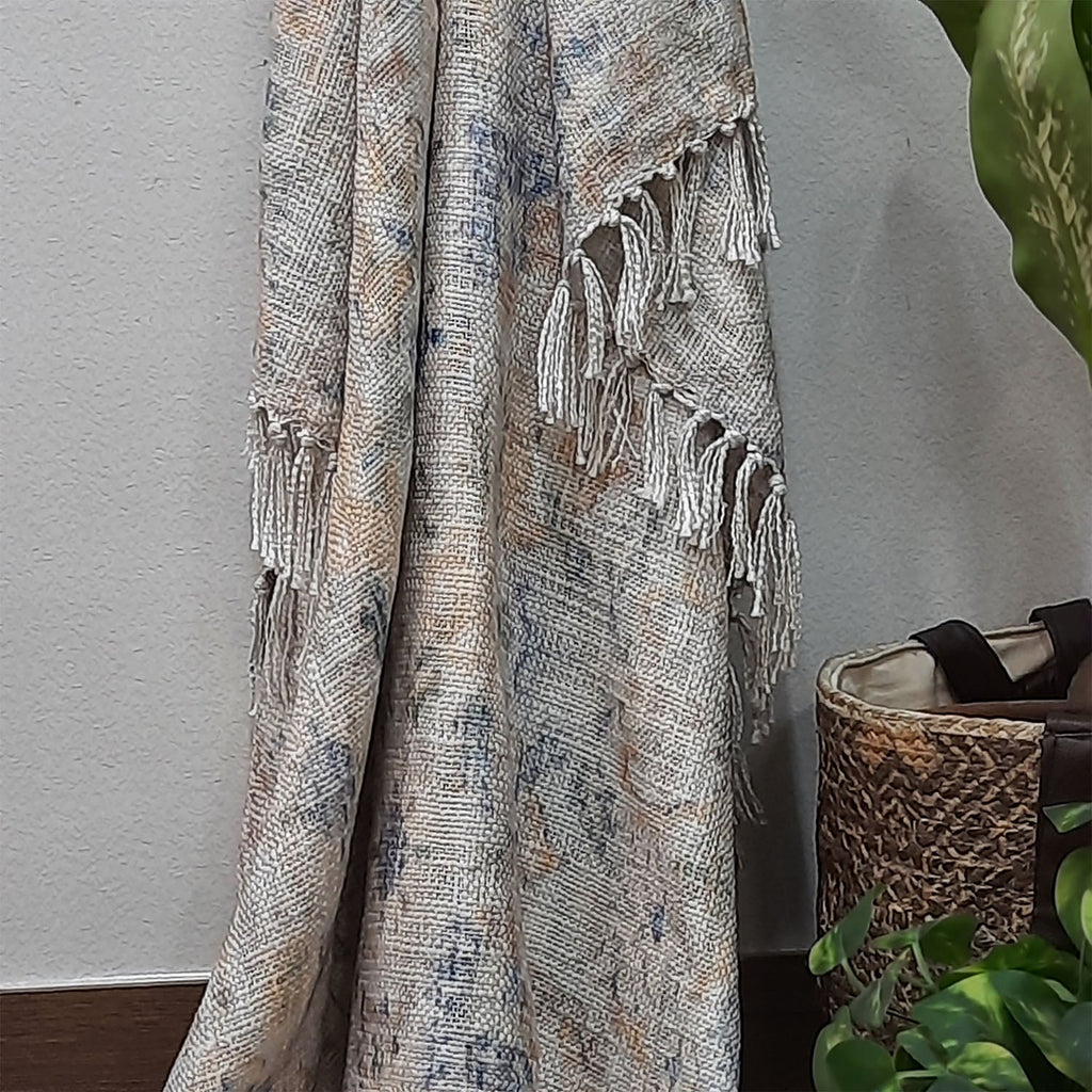 Storilane Beautiful Soft Sofa Throw | Abstract Modern Design | Virgin Premium Polyester Slub Handloom Sofa Throw