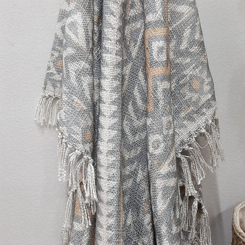 Storilane Beautiful Soft Sofa Throw | Boho Inspired Design Virgin Premium Polyester Slub Handloom Sofa Throw