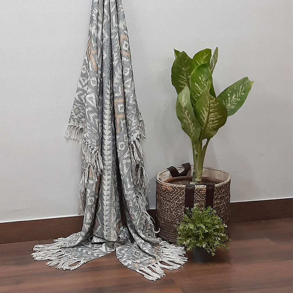 Storilane Beautiful Soft Sofa Throw | Boho Inspired Design Virgin Premium Polyester Slub Handloom Sofa Throw