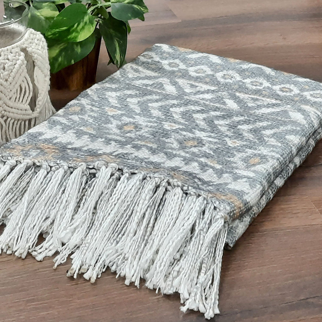 Storilane Beautiful Soft Sofa Throw | Boho Inspired Design Virgin Premium Polyester Slub Handloom Sofa Throw