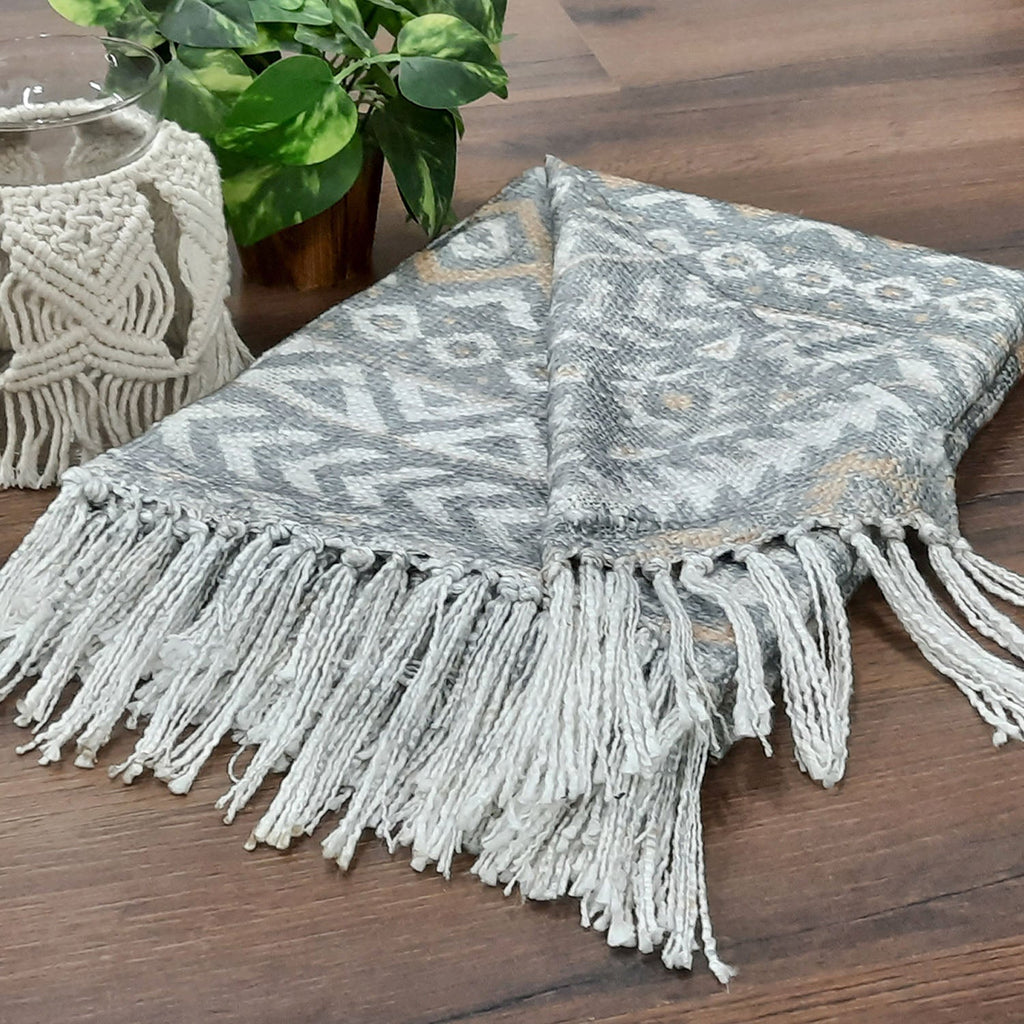 Storilane Beautiful Soft Sofa Throw | Boho Inspired Design Virgin Premium Polyester Slub Handloom Sofa Throw