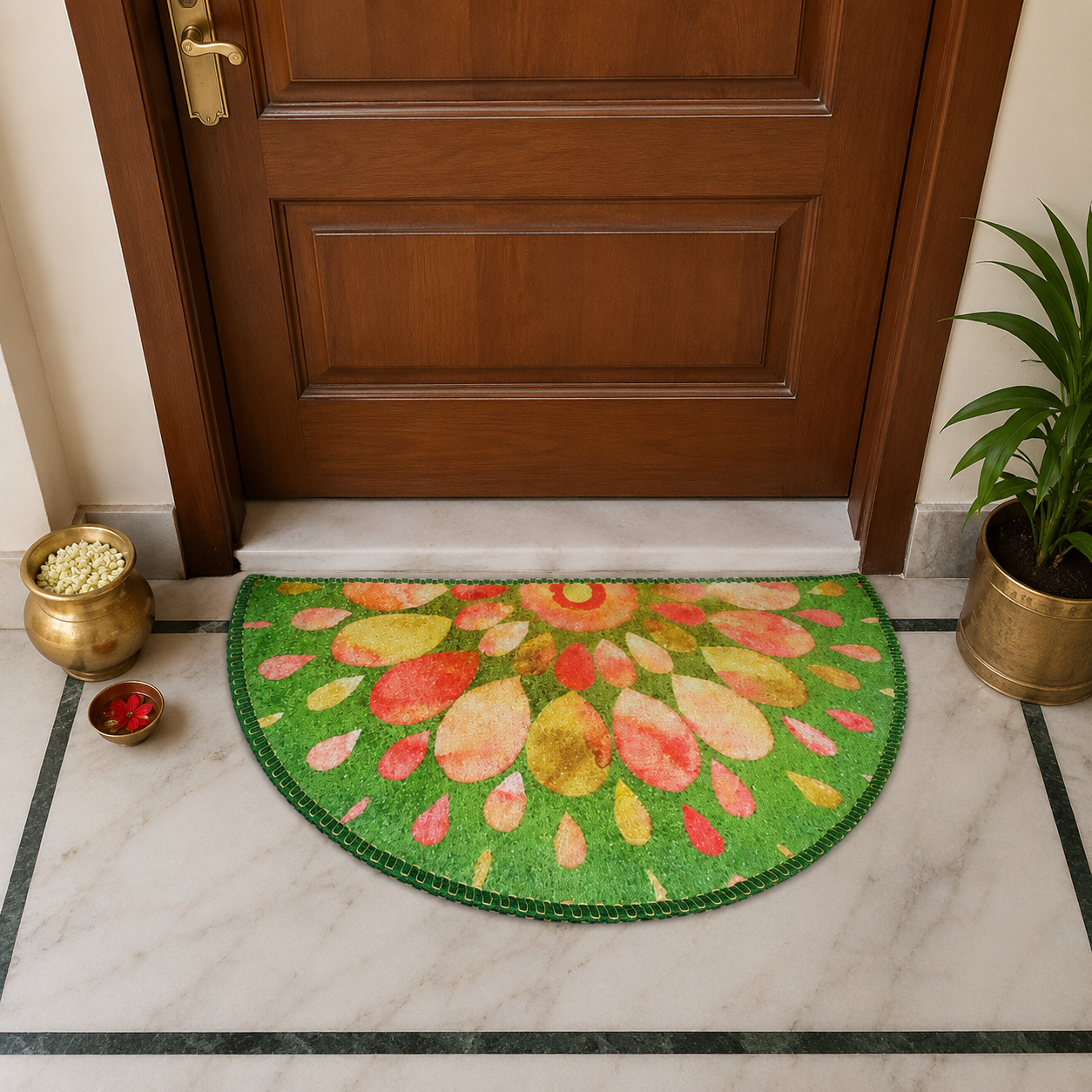 Storilane Floor Mats in Beautiful Rangoli Design | Anti Slip, Durable & Washable | Outdoor & Indoor