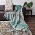 Storilane Beautiful Soft Sofa Throw | Calming Green Collection | Virgin Premium Polyester Slub Handloom Sofa Throw