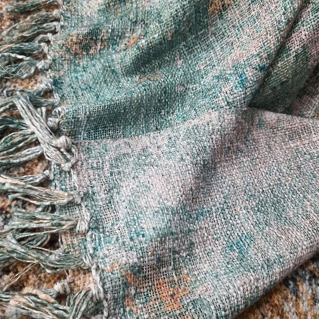 Storilane Beautiful Soft Sofa Throw | Calming Green Collection | Virgin Premium Polyester Slub Handloom Sofa Throw