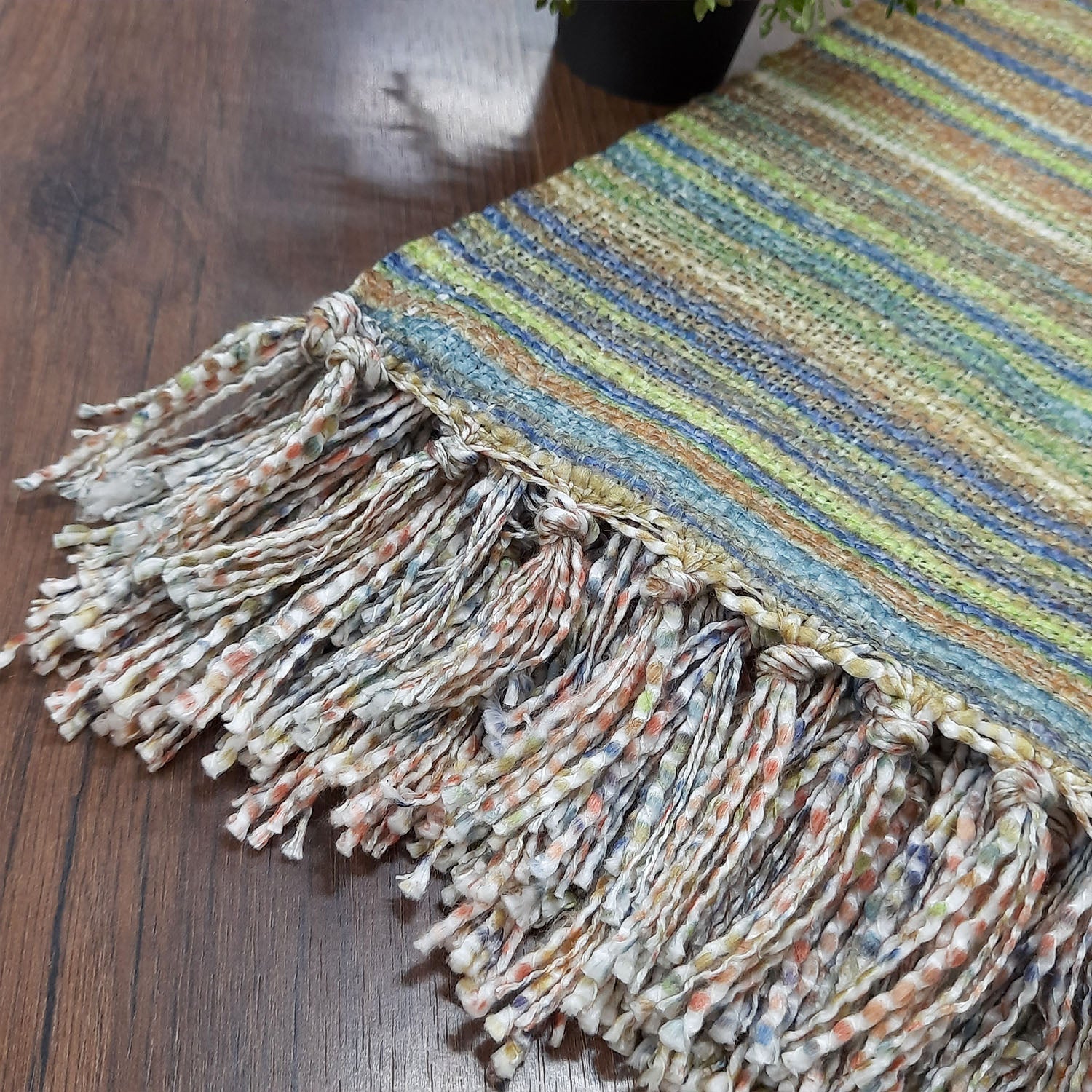 Storilane Beautiful Soft Sofa Throw | Double Design | Virgin Premium Polyester Slub Handloom Sofa Throw