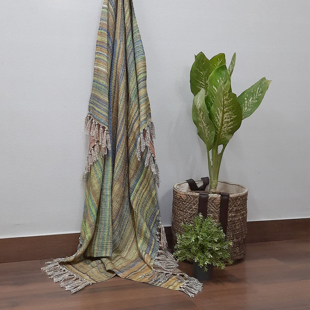 Storilane Beautiful Soft Sofa Throw | Double Design | Virgin Premium Polyester Slub Handloom Sofa Throw
