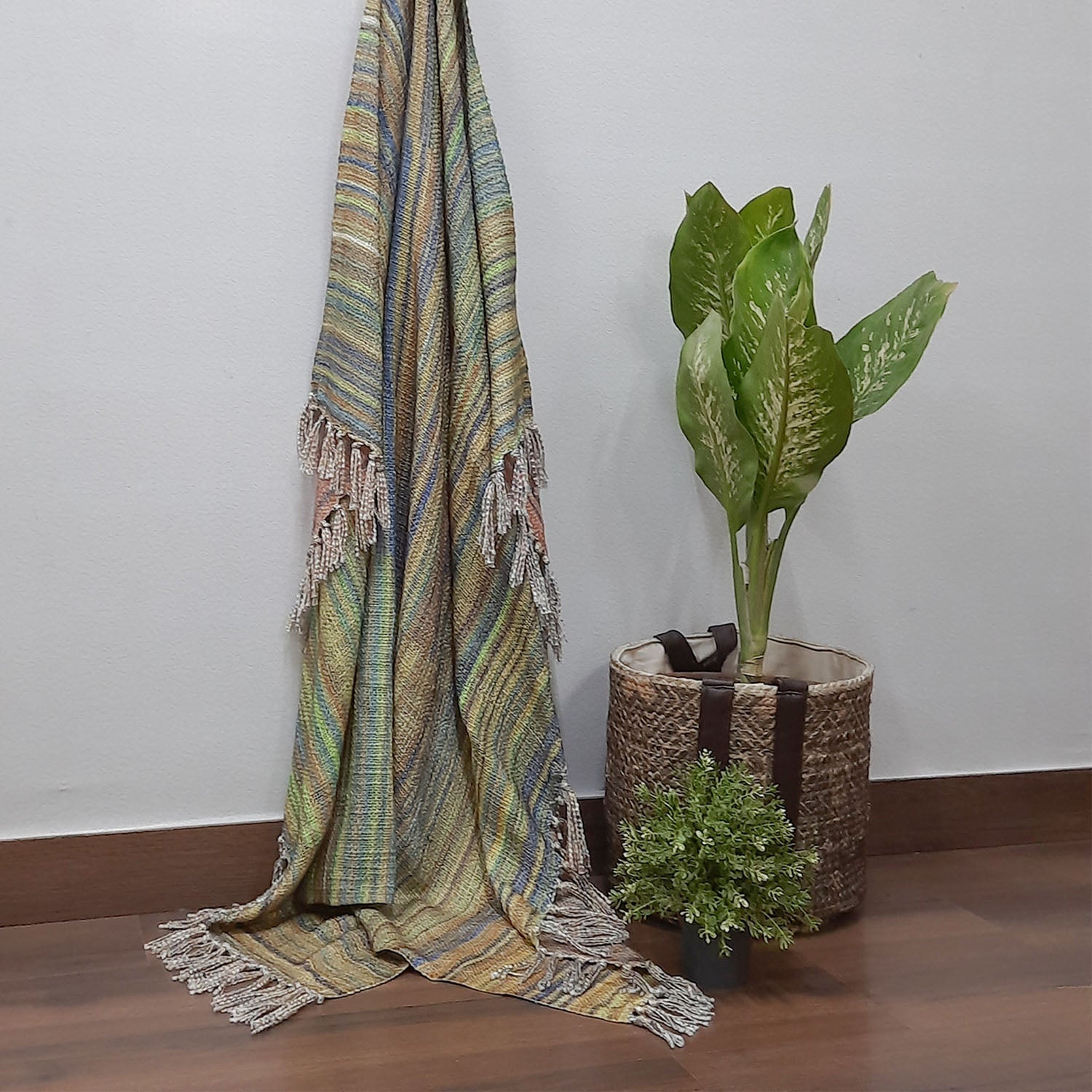 Storilane Beautiful Soft Sofa Throw | Double Design | Virgin Premium Polyester Slub Handloom Sofa Throw