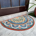 Storilane Floor Mats in Beautiful Rangoli Design | Half Circle Rugs | Anti Slip, Durable & Washable | Outdoor & Indoor