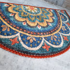 Storilane Floor Mats in Beautiful Rangoli Design | Half Circle Rugs | Anti Slip, Durable & Washable | Outdoor & Indoor