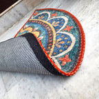 Storilane Floor Mats in Beautiful Rangoli Design | Half Circle Rugs | Anti Slip, Durable & Washable | Outdoor & Indoor