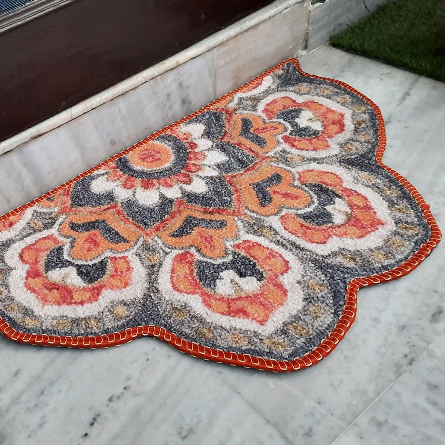 Storilane Floor Mats in Beautiful Rangoli Modern Petals Design | Anti Slip, Durable & Washable | Outdoor & Indoor