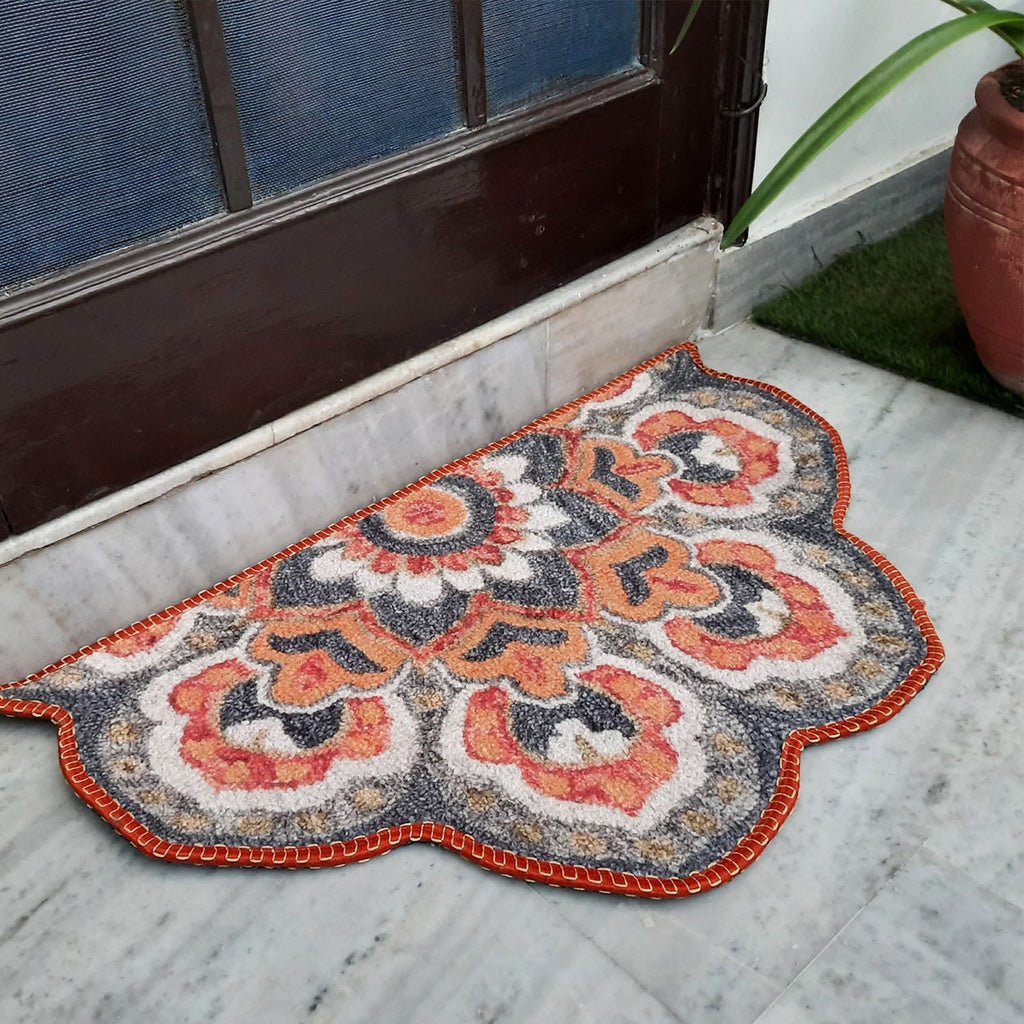 Storilane HandMade Floor Mats in Beautiful Rangoli Modern Petals Design | Anti Slip, Durable & Washable | Outdoor & Indoor