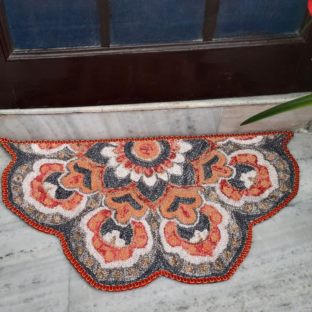Storilane Floor Mats in Beautiful Rangoli Modern Petals Design | Anti Slip, Durable & Washable | Outdoor & Indoor