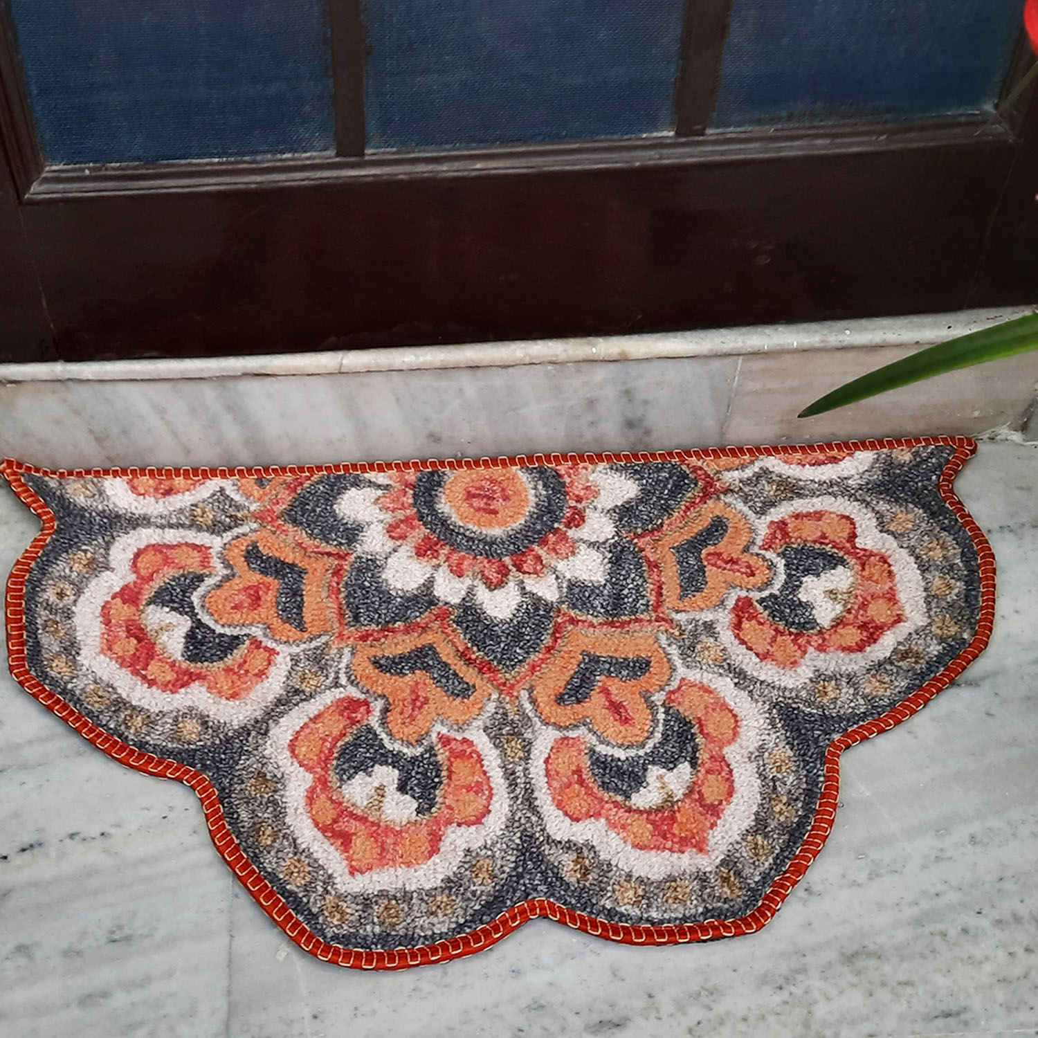 Storilane Floor Mats in Beautiful Rangoli Modern Petals Design | Anti Slip, Durable & Washable | Outdoor & Indoor
