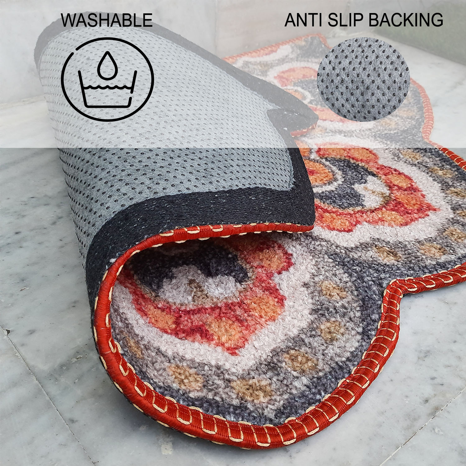 Storilane Floor Mats in Beautiful Rangoli Modern Petals Design | Anti Slip, Durable & Washable | Outdoor & Indoor