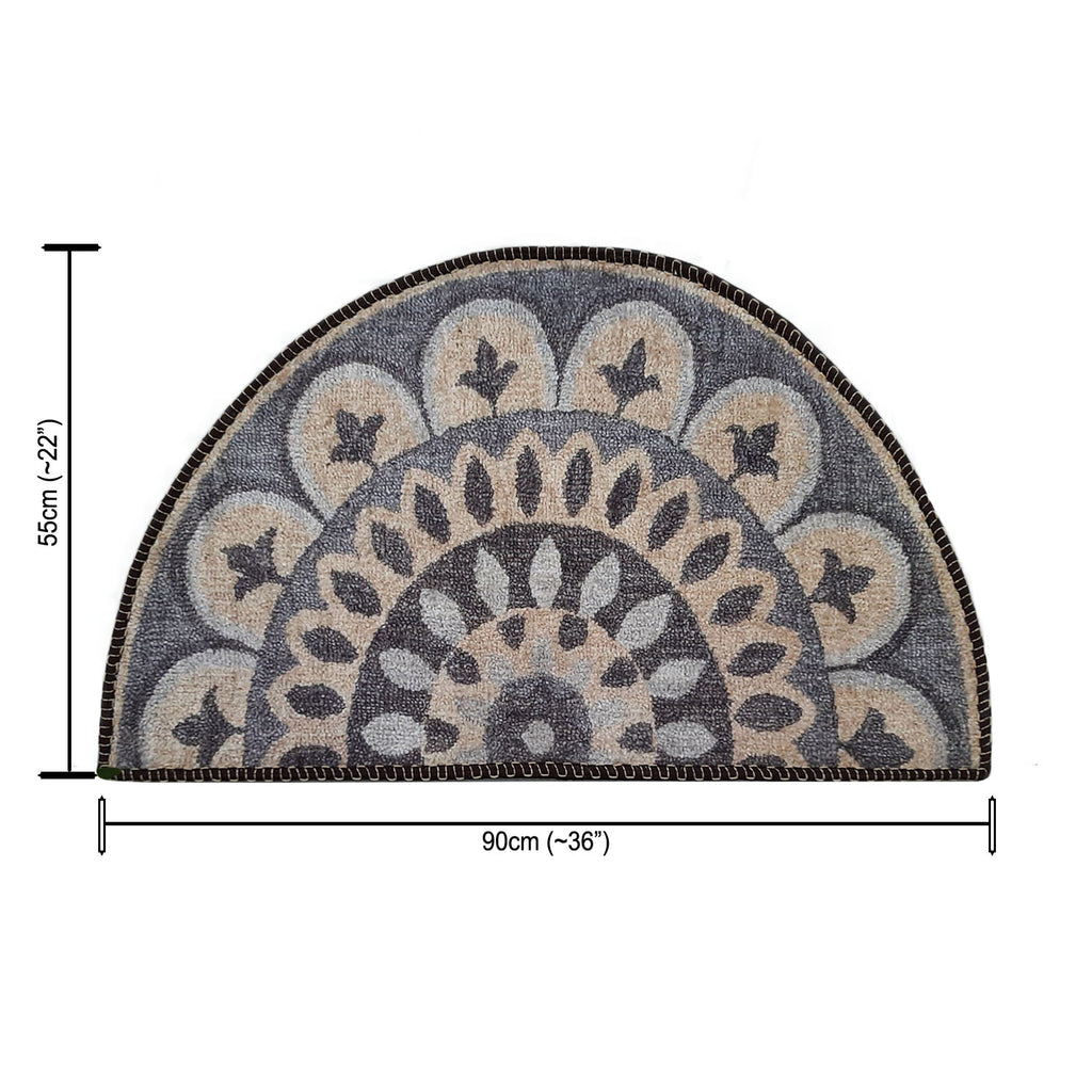 Storilane Floor Mats in Beautiful Rangoli Modern Semi Round Design | Anti Slip, Durable & Washable | Outdoor & Indoor