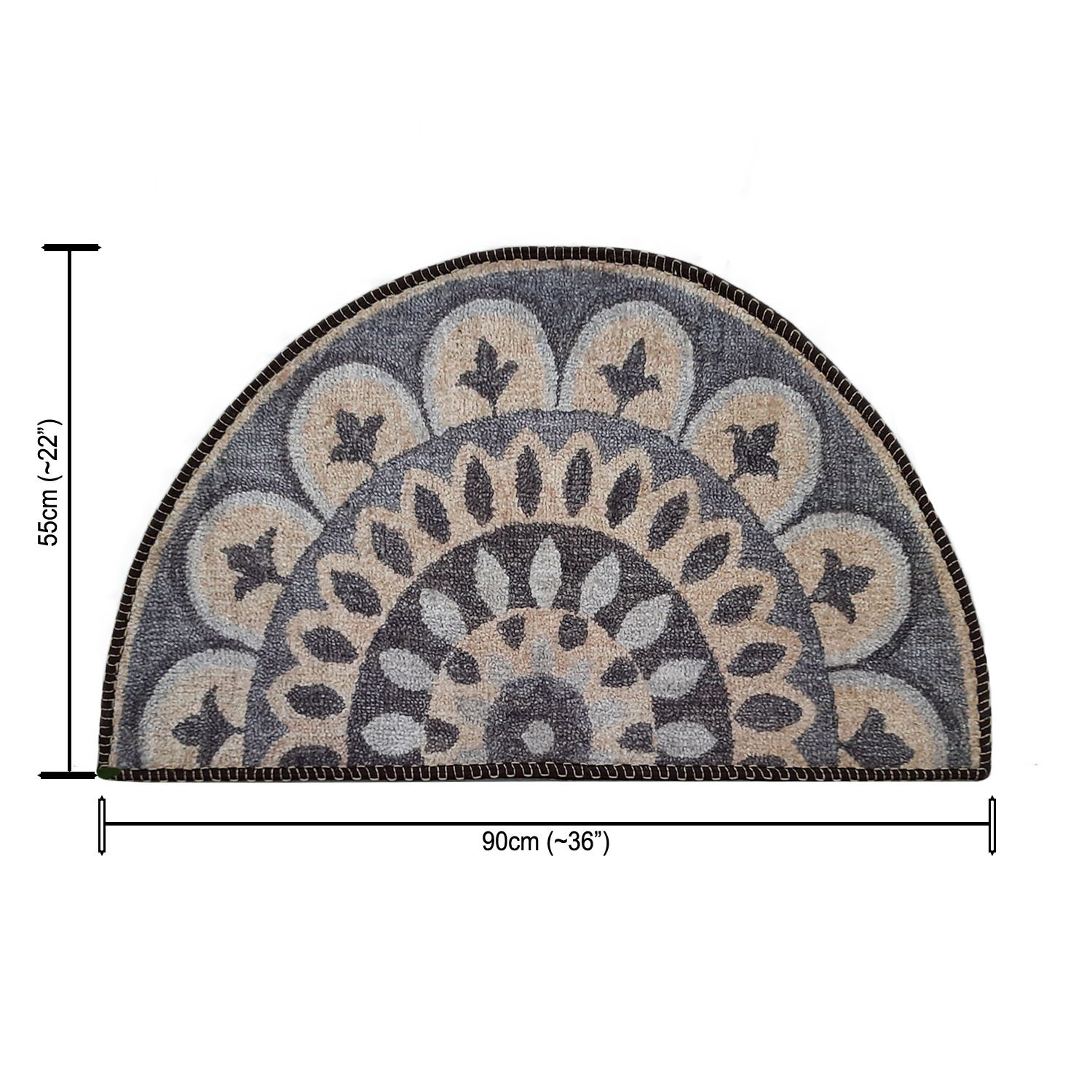Storilane Floor Mats in Beautiful Rangoli Modern Semi Round Design | Anti Slip, Durable & Washable | Outdoor & Indoor