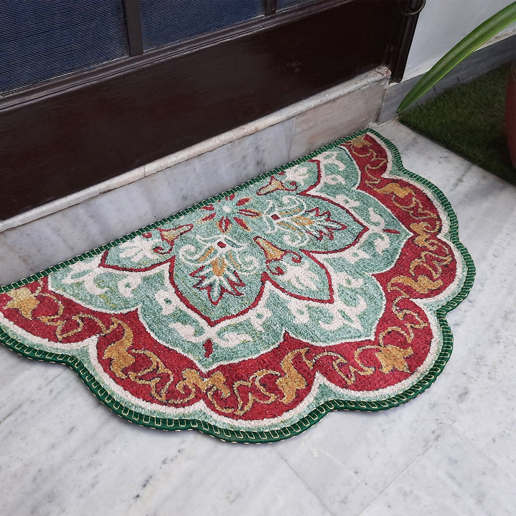 Storilane HandMade Floor Mats in Beautiful Rangoli Modern Petals Design | Anti Slip, Durable & Washable | Outdoor & Indoor