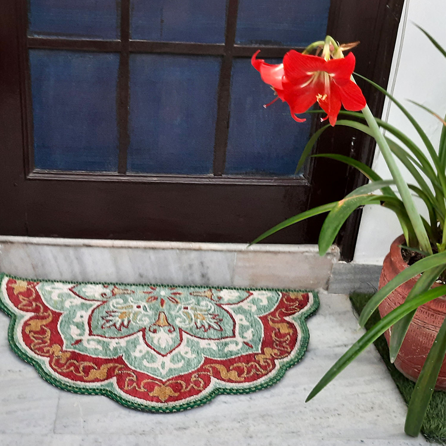 Storilane Floor Mats in Beautiful Rangoli Modern Petals Design | Anti Slip, Durable & Washable | Outdoor & Indoor