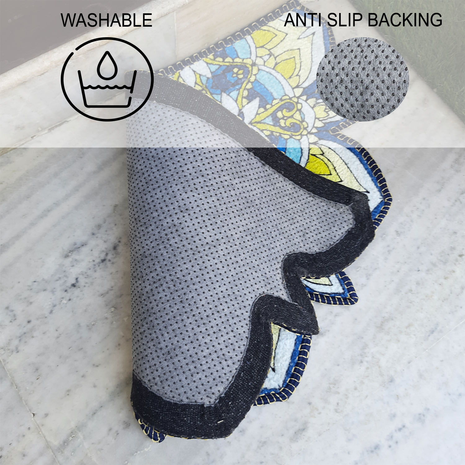 Storilane Floor Mats in Beautiful Rangoli Cutout Design | Anti Slip, Durable & Washable | Outdoor & Indoor