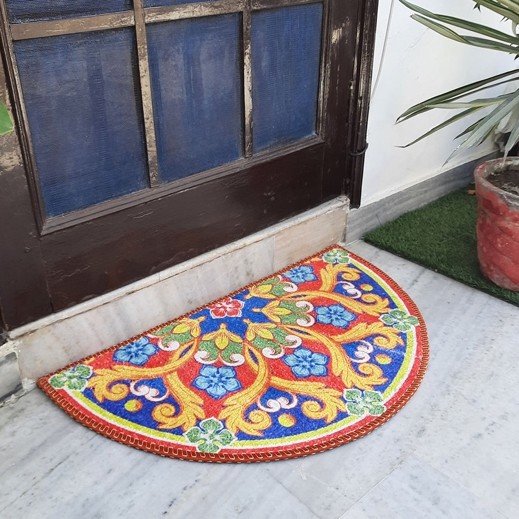 Storilane Floor Mats in Beautiful Traditional Rangoli Design | Anti Slip, Durable & Washable | Outdoor & Indoor