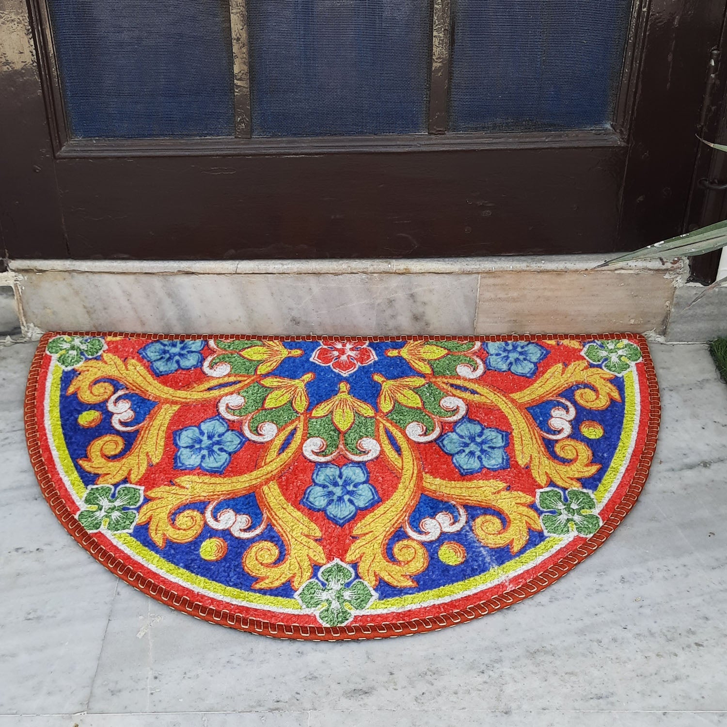 Storilane Floor Mats in Beautiful Traditional Rangoli Design | Anti Slip, Durable & Washable | Outdoor & Indoor