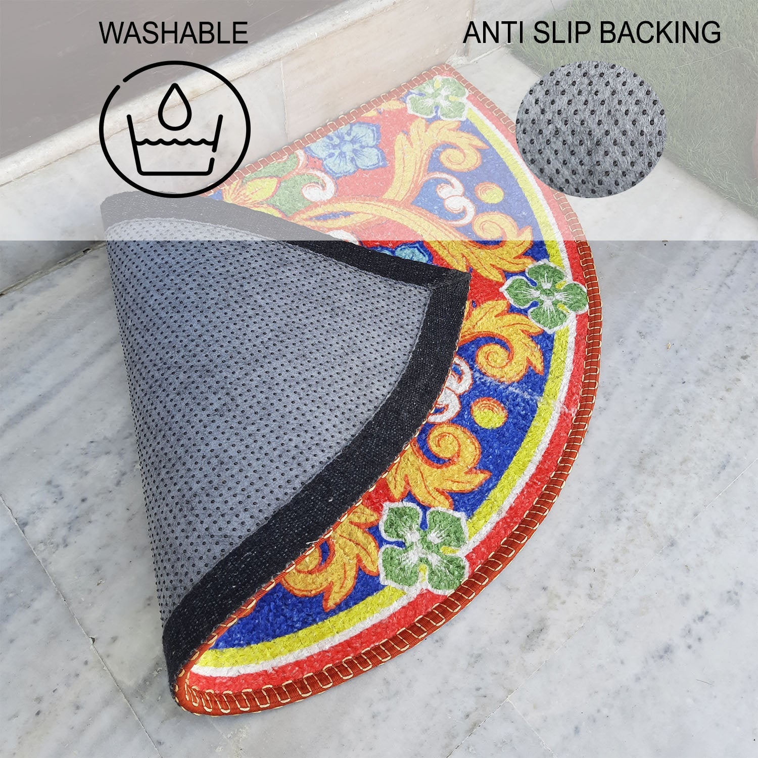 Storilane HandMade Floor Mats in Beautiful Traditional Rangoli Design | Anti Slip, Durable & Washable | Outdoor & Indoor