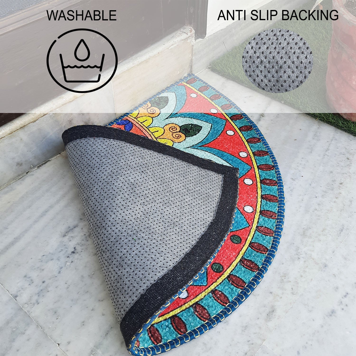 Storilane Floor Mats in Beautiful Rangoli Traditional Design | Anti Slip, Durable & Washable | Outdoor & Indoor