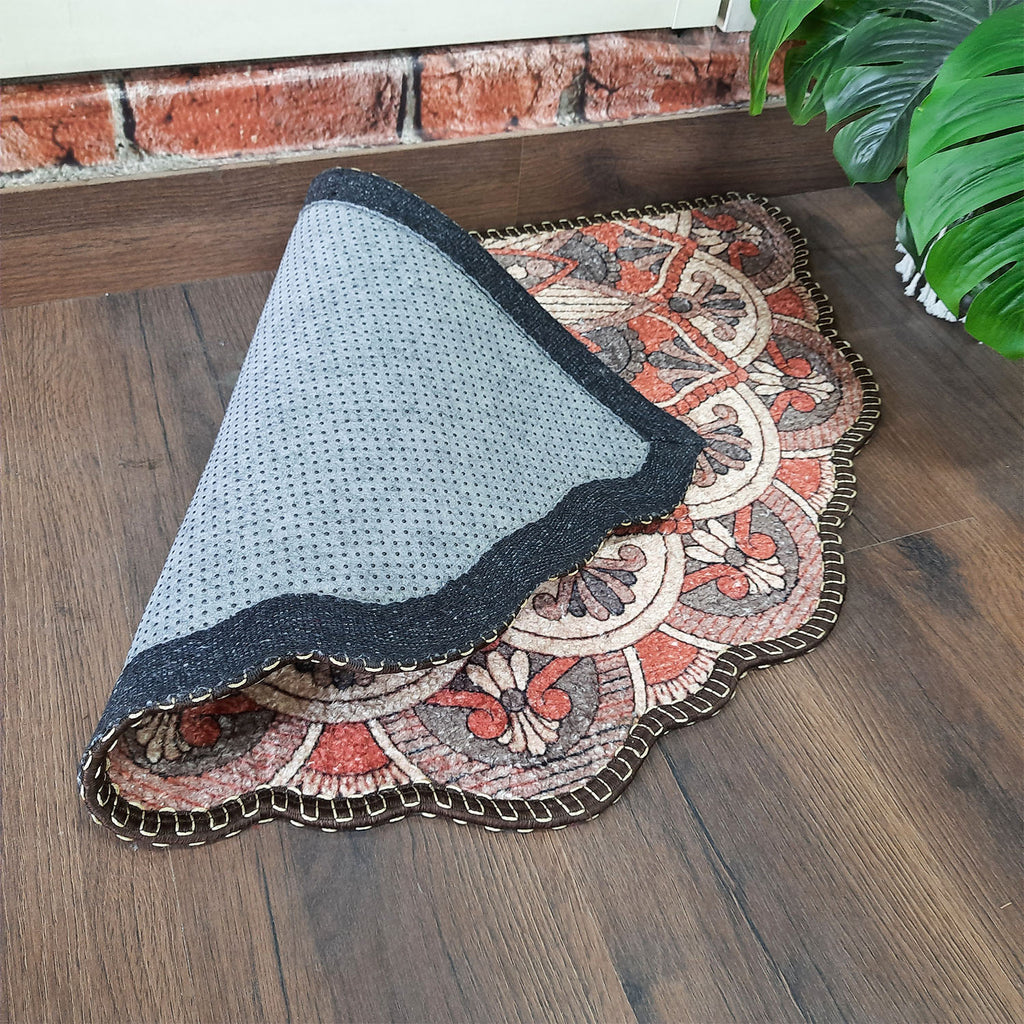 Storilane Floor Mats in Beautiful Rangoli Brown Design | Anti Slip, Durable & Washable | Outdoor & Indoor